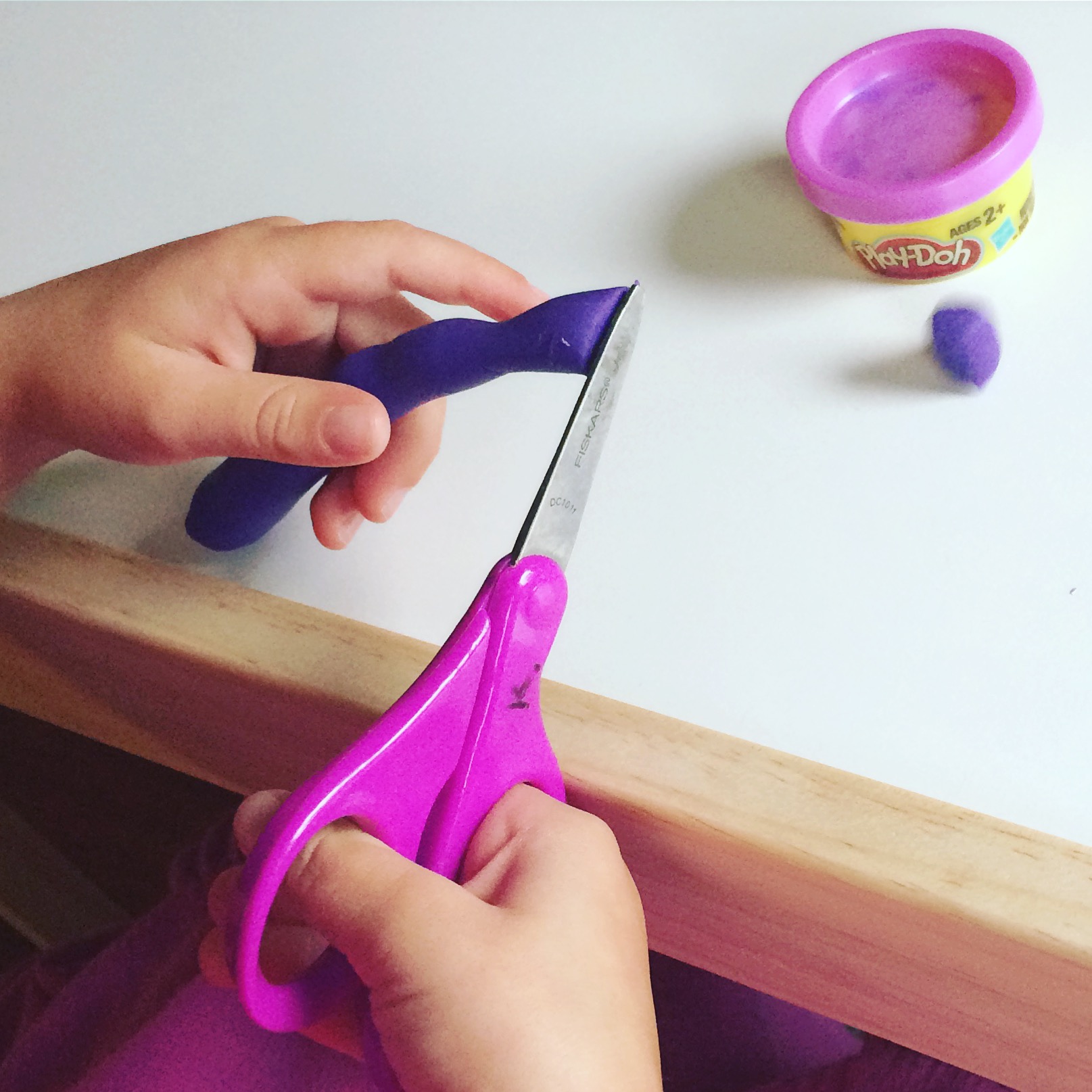 Scissor Skills Practice with Play Dough